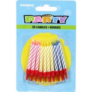 Multi Colour Spiral Candles  (Pack of 20)